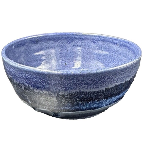 Two Tone Blue Marble Glazed Stoneware Pottery Cereal Soup Ice Cream Bowls 4 - Picture 11 of 16